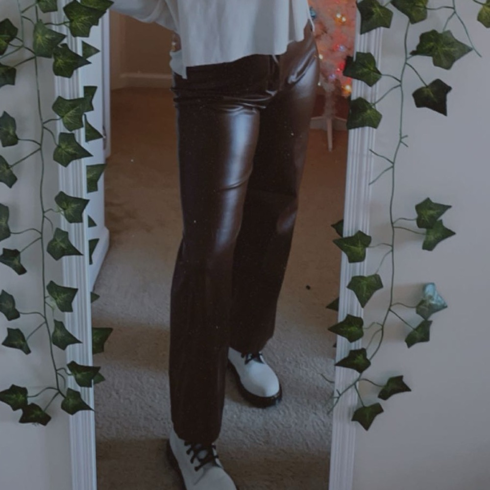 SHEIN Tan Faux Leather Pants